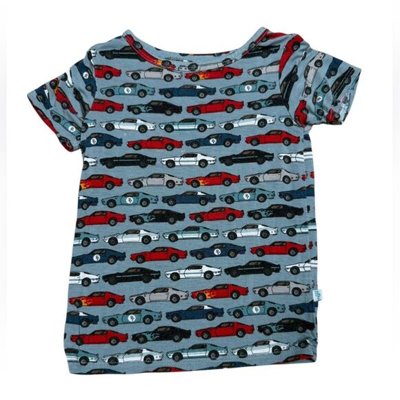 Posh Peanut Infant Boys Grey & Red Hot Rod Cars Bamboo Pajama Set - Picture 2 of 5